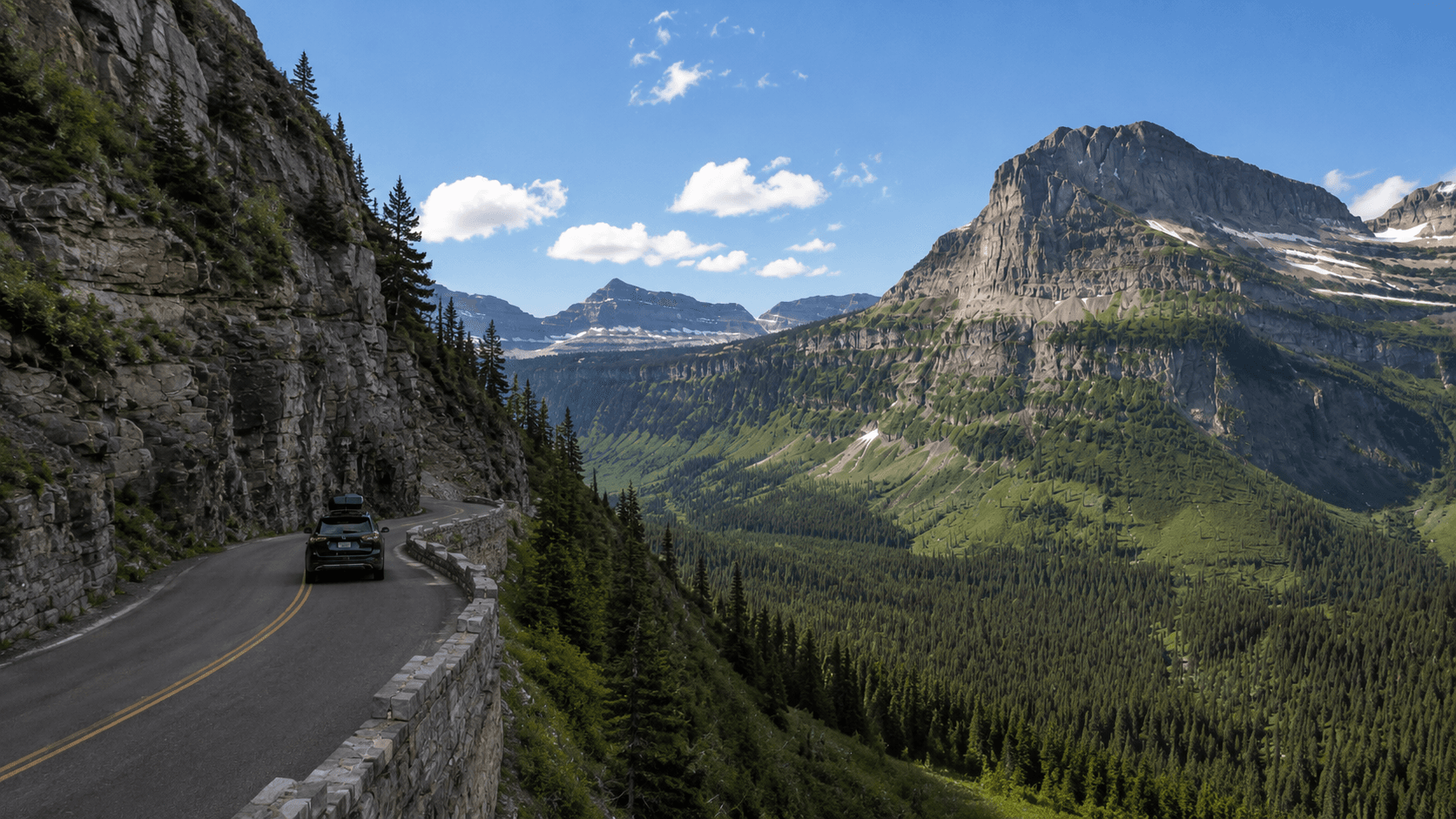 Canadian highway road trip scene for a cross-border weekend getaway