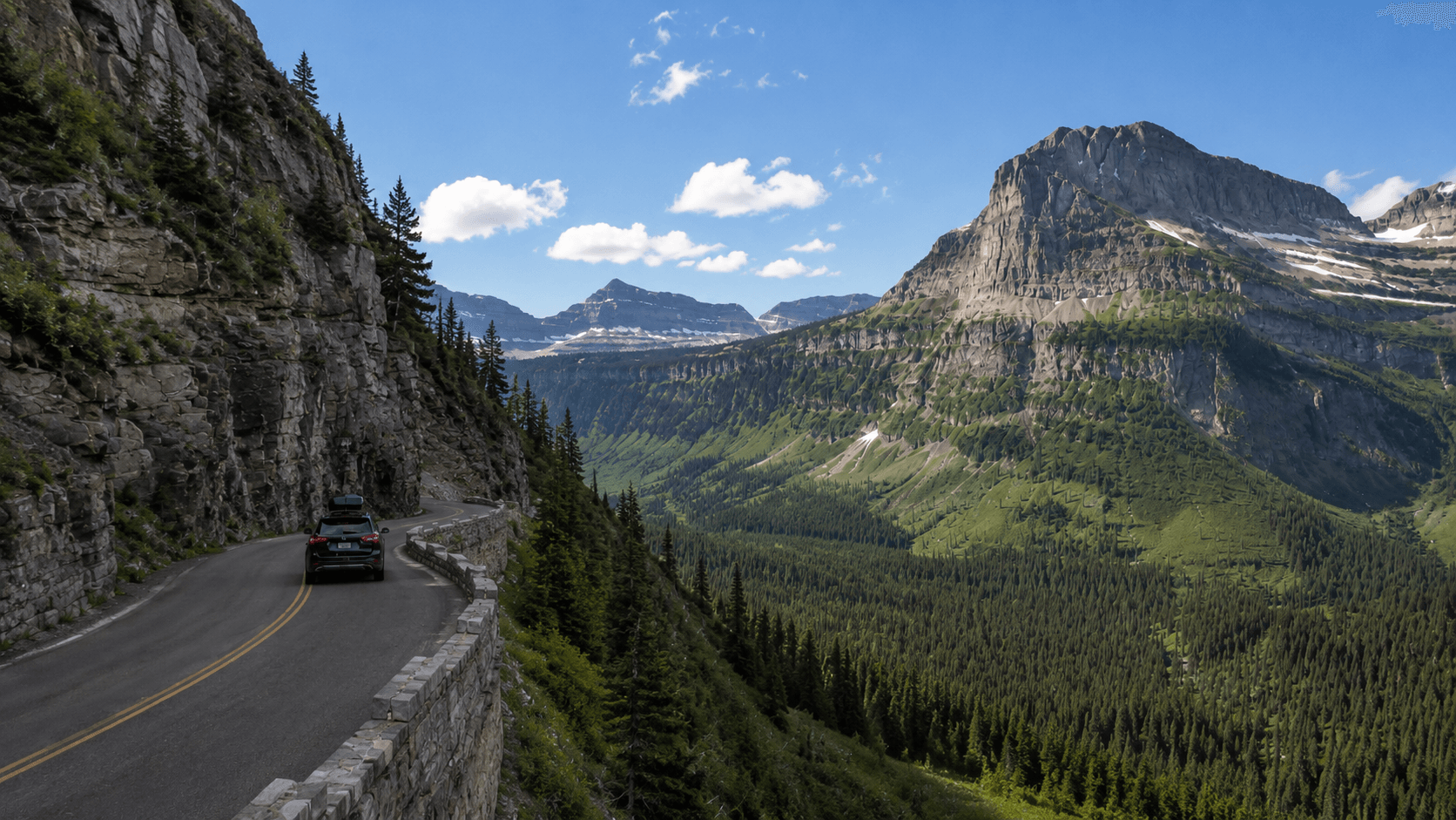 Canadian highway road trip scene for a cross-border weekend getaway