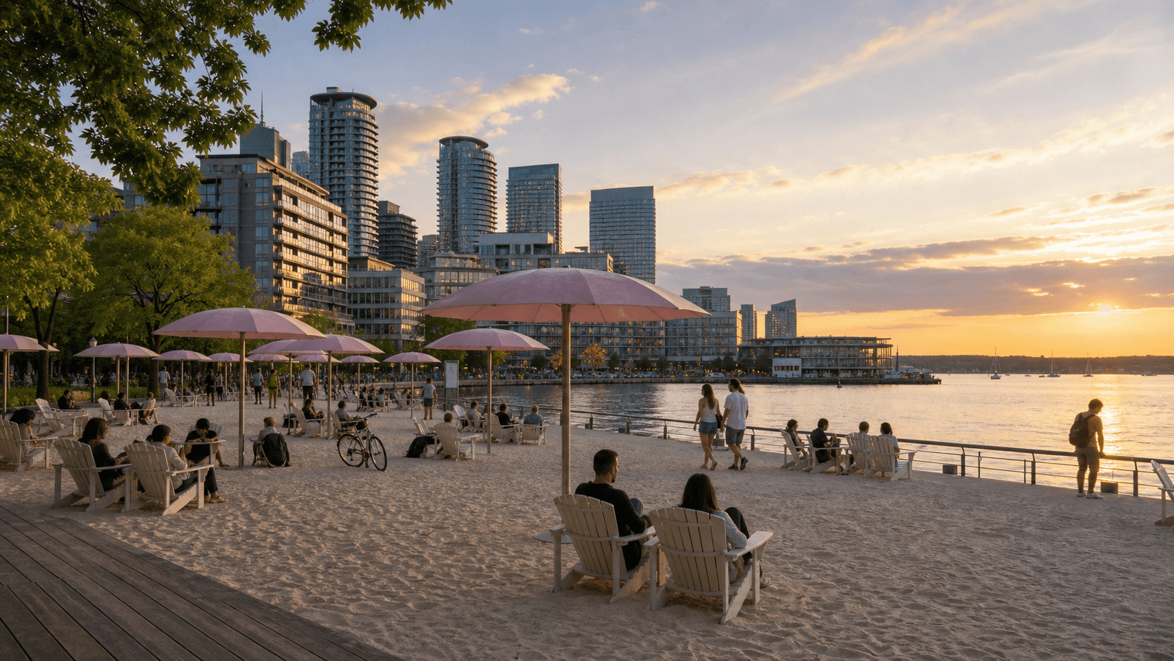 Harbourfront stroll and Sugar Beach at sunset