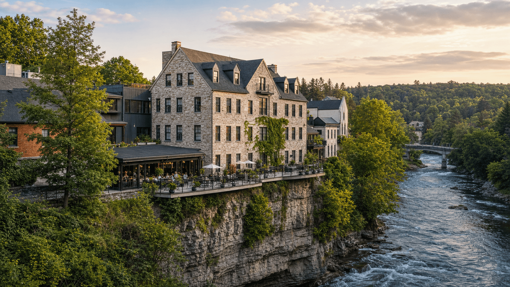 Elora Mill Hotel and Spa overlooking the Elora Gorge