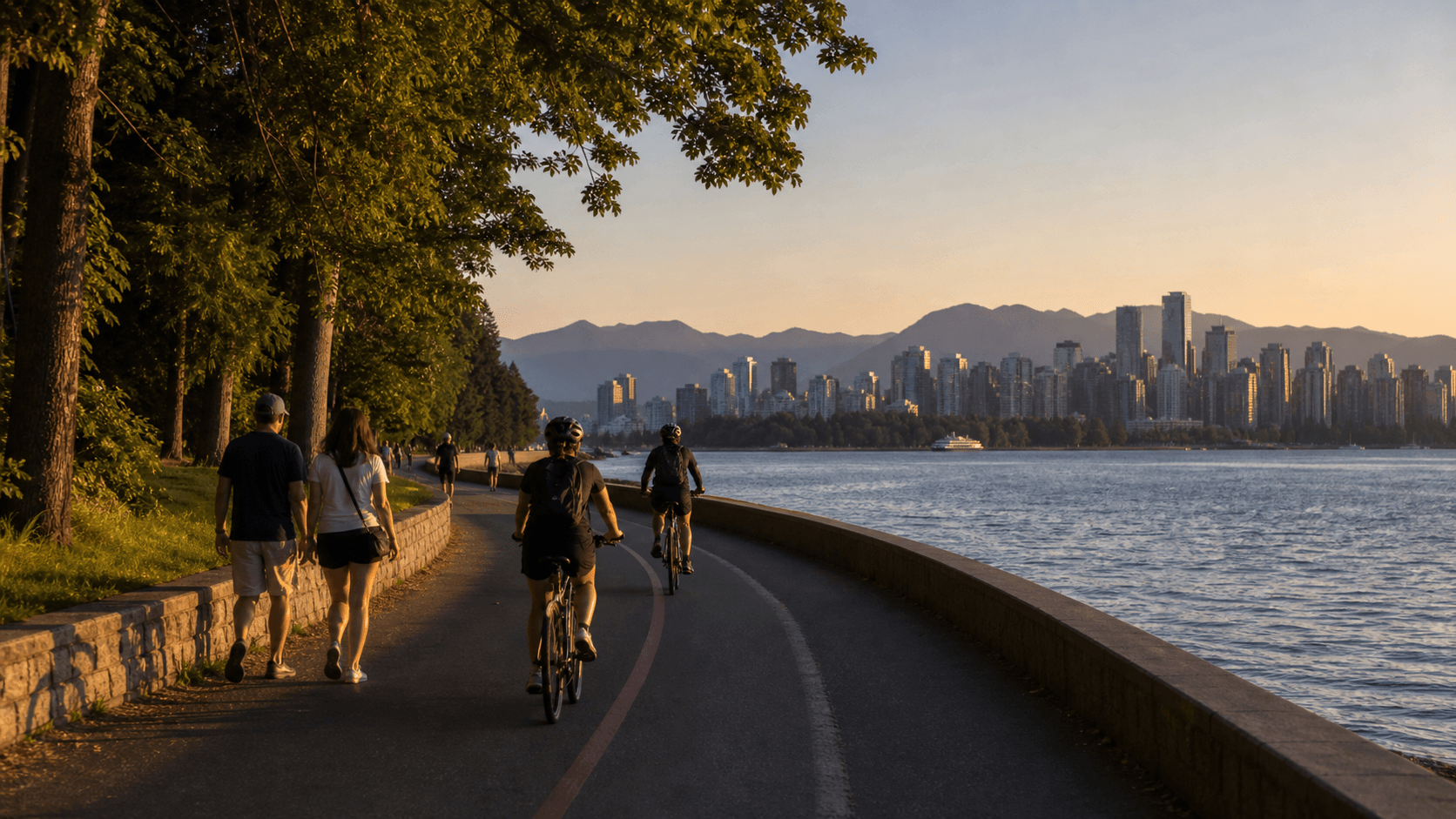 Sunset walk or ride on the Stanley Park Seawall