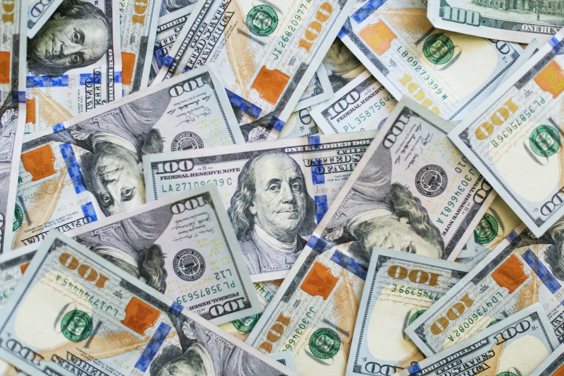 A close-up of a US$100 bill